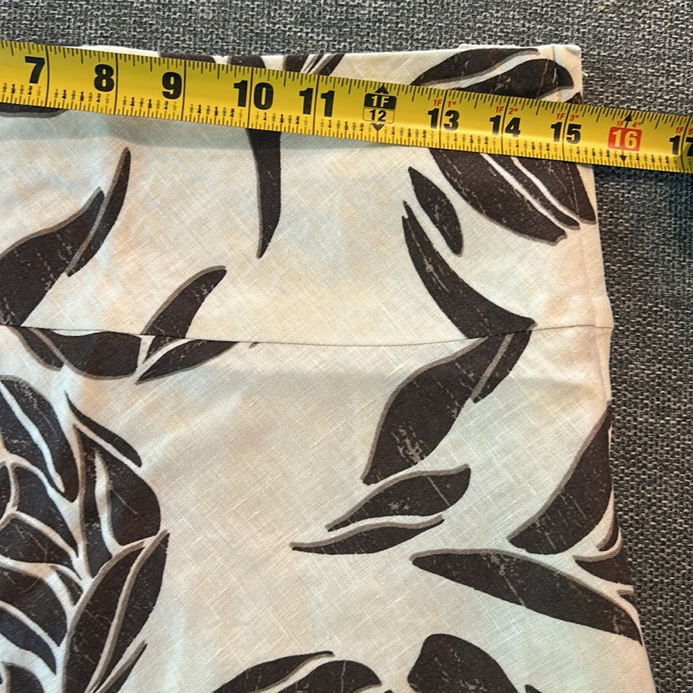 🤎 H&M Brown & Ivory Leaf Print Lined Linen A-Line Skirt Women’s Size 6 - Picture 15 of 16